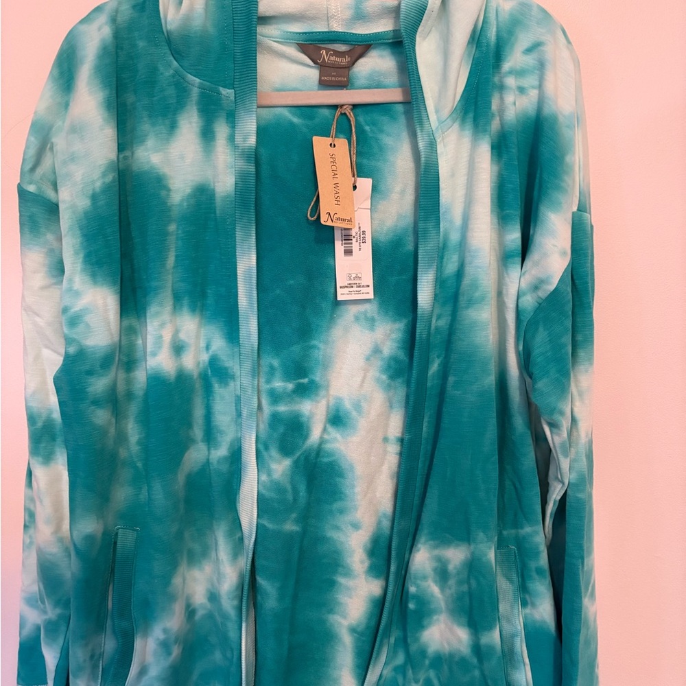 Natural Reflections Turquoise Tie-Dye Cardigan